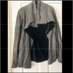 Reversible black leather/velvet jacket by Veda